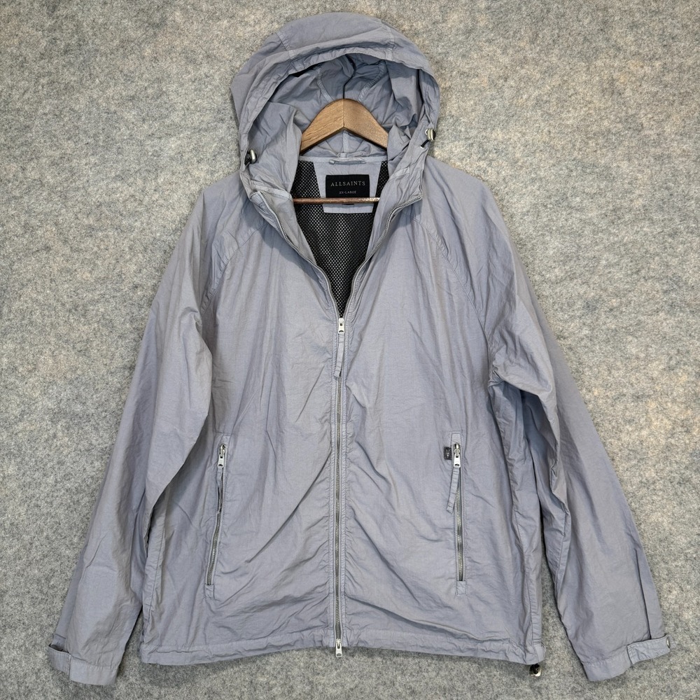 All Saints Amerson Jacket Mens 2XL Windbreaker Lightweight Full Zip Polyamide